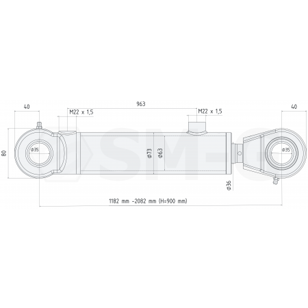 POLSKI GRUBY SIŁOWNIK HYDRAULICZNY CJ2F 63x36 SKOK 900 SKRAW-MET